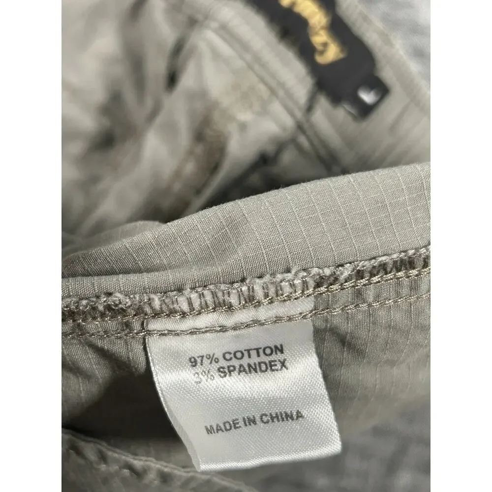 Wrmfzy Pants Mens Large Grey Ripstop Tactical Cargo Elastic Waist Stretch